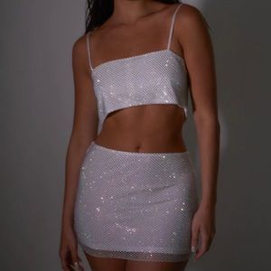 SLA THE LABEL Diamanté set in white